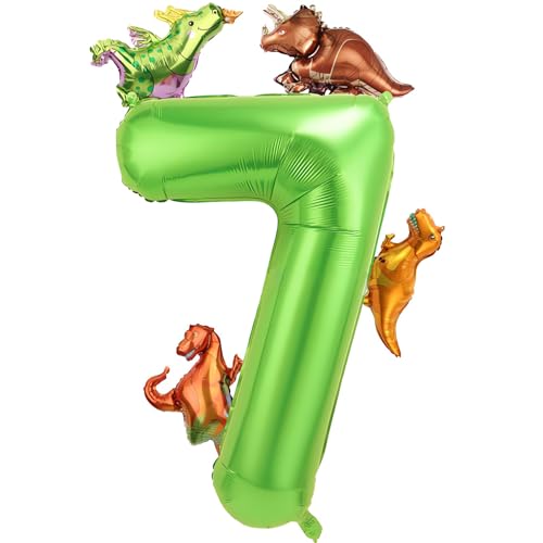 40 Zoll Grün Zahlenballon 7 mit 4 Mini Dinosaurier Ballon für Dinosaurier Thema Geburtstag Party Dekorationen 40 Zoll Grün Zahlenballon 7 mit 4 Mini Dinosaurier Ballon für Dinosaurier Thema Geburtstag Party Dekorationen von ZCYLPT