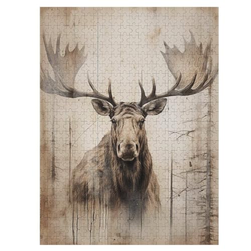 500 Teile Puzzle Für Jugendliche,Elch Puzzles,Erwachsenenpuzzle,Holzpuzzles,Dekompressionsspiel,Spielzeugpuzzles 55×41cm von ZDAAZD