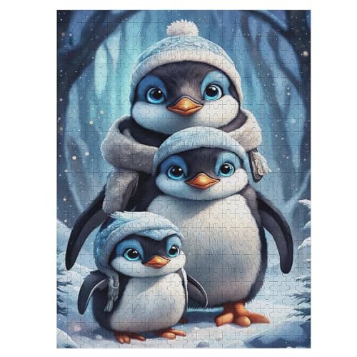 Puzzle Süßer Pinguin, 500 Puzzleteile Für Kinder, Holzpuzzles, Geeignet Für Erwachsene Lernspiel, 55×41cm von ZDAAZD