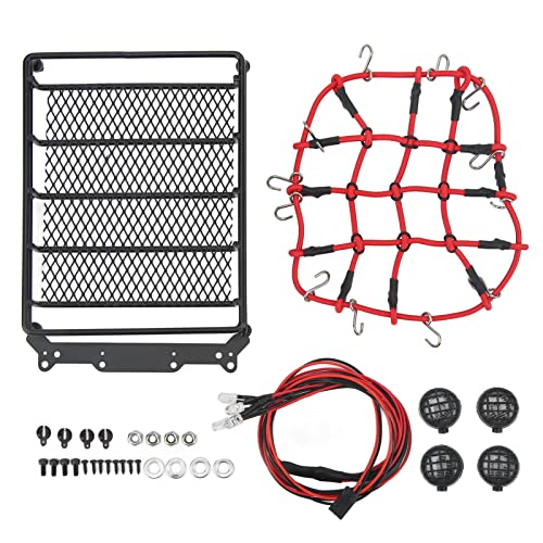 ZDAGELD RC -Auto Dachregal, Eisenlast -LED, Universal, Simulation, Einfache Installation, Stauraum, Kratzerprävention, Leichter Kompakt, Realismustransport, Dekorativ mit LED -Leuchten, (Runde Lampe) von ZDAGELD