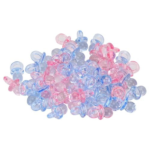 ZDETGU 100pcs Acryl -Schnuller für Geburtstagsfeierdekorationen und Taufereignisse (Transparentes Rosa + Blau) von ZDETGU