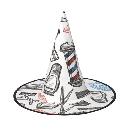 ZDFHKYDY Barber Shop Monochromen Stil - Druck Full Coverage Halloween Hut - Einzigartiger Oxford-Tuch Kostüm Hut für Erwachsene mit auffälligen Mustern, für Festivals & Motto-Partys von ZDFHKYDY
