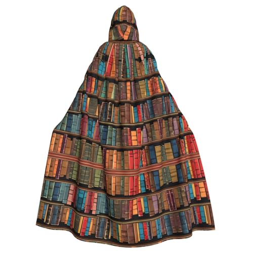 ZDFHKYDY Bibliotheks-Bücherregal – bedruckter Halloween-Kapuzenumhang für Erwachsene – erschwinglicher Erwachsenen-Umhang für Rollenspiele, Motto-Partys und Festivals – bequeme Passform mit übergroßer von ZDFHKYDY