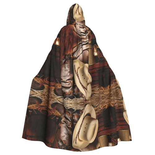 ZDFHKYDY Cowboy-Umhang mit schwarzem Hut, Westernstiefel, bedruckt, Halloween-Kapuzenumhang für Erwachsene, erschwinglicher Umhang für Rollenspiele, Motto-Partys und Festivals, bequeme Passform mit ZDFHKYDY Cowboy-Umhang mit schwarzem Hut, Westernstiefel, bedruckt, Halloween-Kapuzenumhang für Erwachsene, erschwinglicher Umhang für Rollenspiele, Motto-Partys und Festivals, bequeme Passform mit von ZDFHKYDY