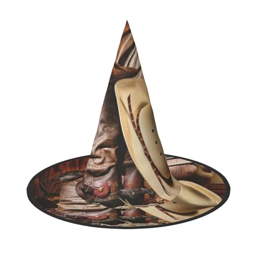 ZDFHKYDY Cowboyhut Westernstiefel - Druck Full Coverage Halloween Hut - Einzigartiger Oxford-Tuch Kostüm Hut für Erwachsene mit auffälligen Mustern, für Festivals & Motto-Partys von ZDFHKYDY