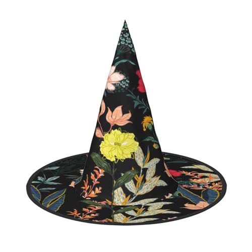 ZDFHKYDY Farbenfroher Boho-Blumendruck, volle Abdeckung, Halloween-Hut – einzigartiger Oxford-Stoff für Erwachsene mit auffälligen Mustern, für Festivals und Mottopartys. von ZDFHKYDY