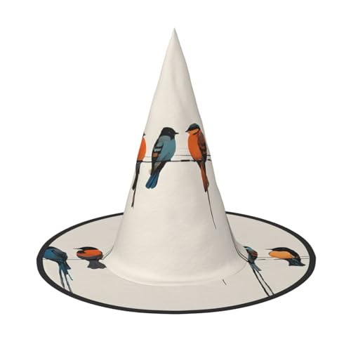 ZDFHKYDY Farbenfroher Vogel-Druck, volle Abdeckung, Halloween-Hut – einzigartiger Oxford-Stoff für Erwachsene mit auffälligen Mustern, für Festivals und Mottopartys. von ZDFHKYDY