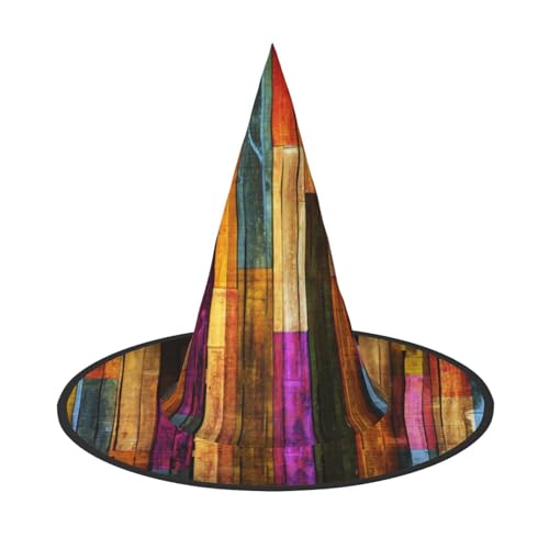 ZDFHKYDY Farbenfroher bemalter Holzdruck Halloween-Hut – einzigartiger Oxford-Stoff für Erwachsene mit auffälligen Mustern, für Festivals und Mottopartys. ZDFHKYDY Farbenfroher bemalter Holzdruck Halloween-Hut – einzigartiger Oxford-Stoff für Erwachsene mit auffälligen Mustern, für Festivals und Mottopartys. von ZDFHKYDY