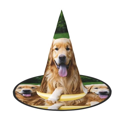 ZDFHKYDY Golden Retriever Hunde - Druck Full Coverage Halloween Hut - Einzigartiger Oxford-Tuch Kostüm Hut für Erwachsene mit auffälligen Mustern, für Festivals & Motto-Partys ZDFHKYDY Golden Retriever Hunde - Druck Full Coverage Halloween Hut - Einzigartiger Oxford-Tuch Kostüm Hut für Erwachsene mit auffälligen Mustern, für Festivals & Motto-Partys von ZDFHKYDY