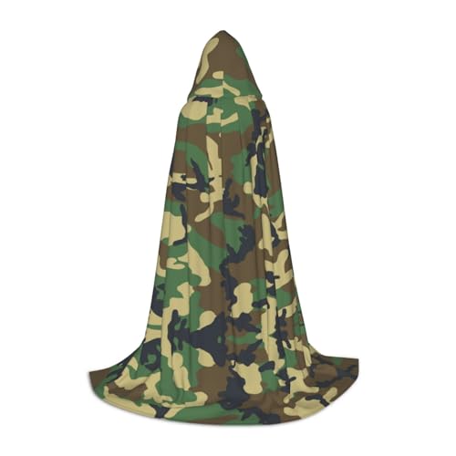 ZDFHKYDY Grüner Militär-Camouflage-Druck, verstellbarer Teenager-Umhang – Jugendumhang für Festivals und Bühne, leichte Kapuzenbekleidung, Größe S von ZDFHKYDY