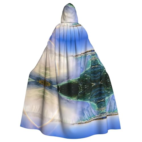 ZDFHKYDY Halloween-Kapuzenumhang mit Wasserfall- und Regenbogen-Aufdruck, für Erwachsene, für Rollenspiele, Motto-Partys und Festivals, bequeme Passform mit übergroßer Kapuze von ZDFHKYDY