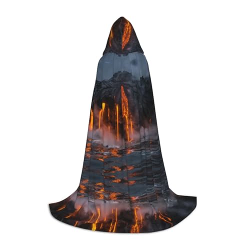 ZDFHKYDY Kilauea – verstellbarer Jugendumhang mit Aufdruck – Jugendumhang für Festivals und Bühne, leichte Kapuzenbekleidung, Größe S von ZDFHKYDY