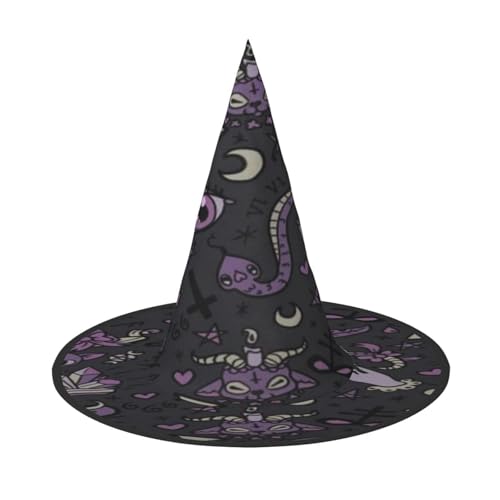 ZDFHKYDY Lila Schwarz Goth Gruselig - Druck Full Coverage Halloween Hut - Einzigartiger Oxford-Tuch Kostüm Hut für Erwachsene mit auffälligen Mustern, für Festivals & Motto-Partys ZDFHKYDY Lila Schwarz Goth Gruselig - Druck Full Coverage Halloween Hut - Einzigartiger Oxford-Tuch Kostüm Hut für Erwachsene mit auffälligen Mustern, für Festivals & Motto-Partys von ZDFHKYDY