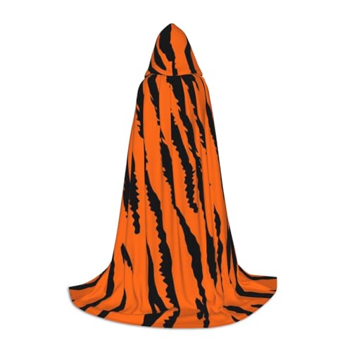 ZDFHKYDY Oranger Tiger-Leoparden-Druck, verstellbarer Teenager-Umhang – Jugendumhang für Festivals und Bühne, leichte Kapuzenbekleidung, Größe M von ZDFHKYDY