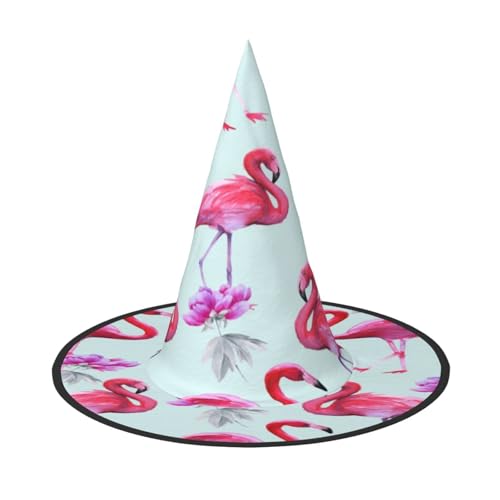 ZDFHKYDY Rosa Flamingos – Druck Full Coverage Halloween Hut – Einzigartiger Oxford-Tuch Kostüm Hut für Erwachsene mit auffälligen Mustern, für Festivals & Motto-Partys von ZDFHKYDY