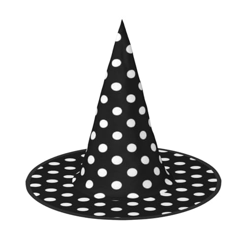 ZDFHKYDY Schwarz-Weiß-Pünktchen-Druck, volle Abdeckung, Halloween-Mütze, einzigartiger Oxford-Tuchhut für Erwachsene, mit auffälligen Mustern, für Festivals und Mottopartys. von ZDFHKYDY