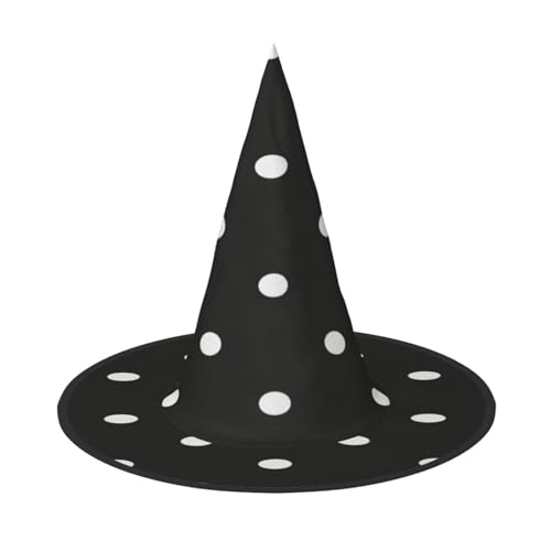 ZDFHKYDY Schwarz-Weiß-gepunkteter Halloween-Hut mit voller Abdeckung, einzigartiger Oxford-Tuchhut für Erwachsene mit auffälligen Mustern, für Festivals und Mottopartys. von ZDFHKYDY