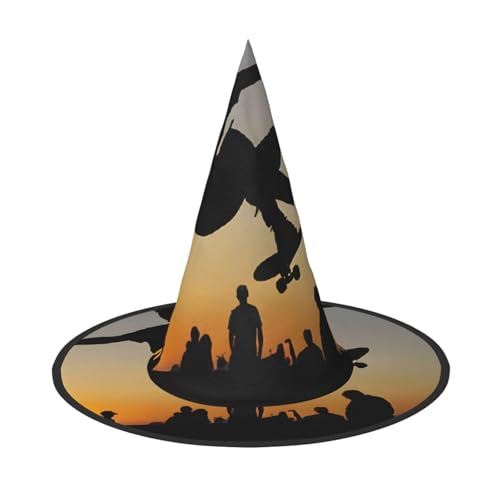 ZDFHKYDY Skateboard-Print Full Coverage Halloween Hut - Einzigartiger Oxford-Tuch Kostüm Hut für Erwachsene mit auffälligen Mustern, für Festivals & Motto-Partys von ZDFHKYDY