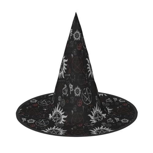 ZDFHKYDY Supernatural Symbols Black - Print Full Coverage Halloween Hut - Einzigartiger Oxford-Tuch Kostüm Hut für Erwachsene mit auffälligen Mustern, für Festivals & Mottopartys ZDFHKYDY Supernatural Symbols Black - Print Full Coverage Halloween Hut - Einzigartiger Oxford-Tuch Kostüm Hut für Erwachsene mit auffälligen Mustern, für Festivals & Mottopartys von ZDFHKYDY