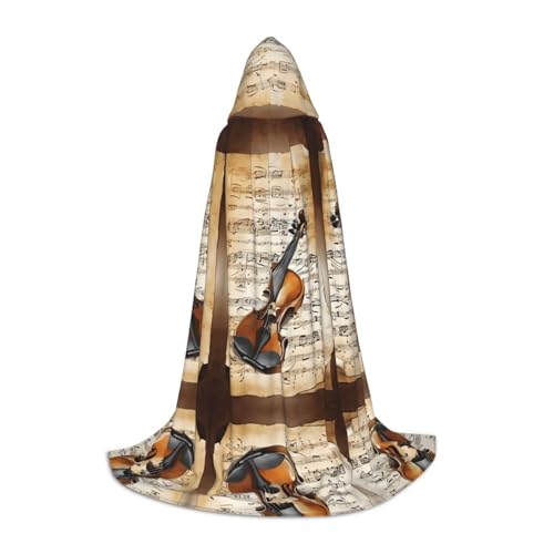 ZDFHKYDY Verstellbarer Jugendumhang mit Schmetterling und Cello-Druck, Jugendumhang für Festivals und Bühne, leichte Kapuzenbekleidung, Größe S von ZDFHKYDY