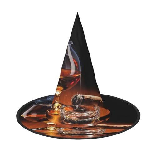ZDFHKYDY Zigarre und Whiskey - Druck Full Coverage Halloween Hut - Einzigartiger Oxford-Tuch Kostüm Hut für Erwachsene mit auffälligen Mustern, für Festivals & Motto-Partys ZDFHKYDY Zigarre und Whiskey - Druck Full Coverage Halloween Hut - Einzigartiger Oxford-Tuch Kostüm Hut für Erwachsene mit auffälligen Mustern, für Festivals & Motto-Partys von ZDFHKYDY