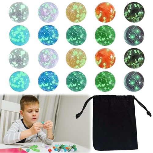 ZDL Kinder Glasmurmeln,20pcs Bunte Murmeln,Bunte Katzenaugen,Transparent Handgefertigte Glasmurmeln,Deko Glas Spielzeug,für Kinderspiele Deko DIY-Projekte Mischfarben von ZDL