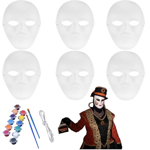 ZDL Maske Weiß,6pcs DIY Weiße Papier Maske,Theathermaske zum Bemalen,Maskerade Masken,Überstreichbare Papiermasken,für Karneval,Cosplay,Halloween Party ZDL Maske Weiß,6pcs DIY Weiße Papier Maske,Theathermaske zum Bemalen,Maskerade Masken,Überstreichbare Papiermasken,für Karneval,Cosplay,Halloween Party von ZDL