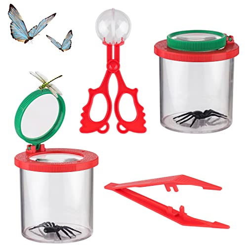 ZDNT 2 Stück Becherlupe Set,Insektenfänger,Pinzette Lupendose,Lupenbecher Kinder,Becherlupe Lupendose,Insekten Lupe Behälter,Becherlupen für Kinder,für Kinder Wissenschaft Outdoor Natur Erkundung von ZDNT