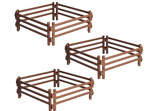 ZDNT 40 Stücke Pferdezaun Spielzeug,Pferd Corral Fechten Zubehör Spielzeug,Koppel Spielzeug,Mini Pferd Corral Zaun,Kunststoff Zaun Spielzeug,Playmobil Zaun,Zaun Spielzeug Holz,Micro Landschaft Deko von ZDNT