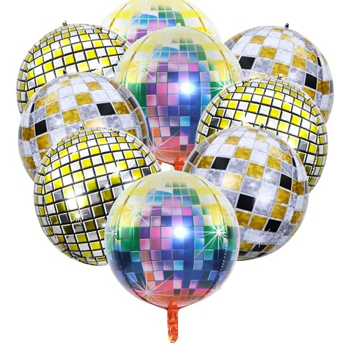 ZDNT 9 Pcs Discokugel Luftballon,Disco Party Deko Ballons,22 Zoll Disco Party Deko Disco Luftballons,70er 80er 90er Jahre Deko für Disco Tanz Fever Party Thema Geburtstag Party Dekoration und Zubehör von ZDNT