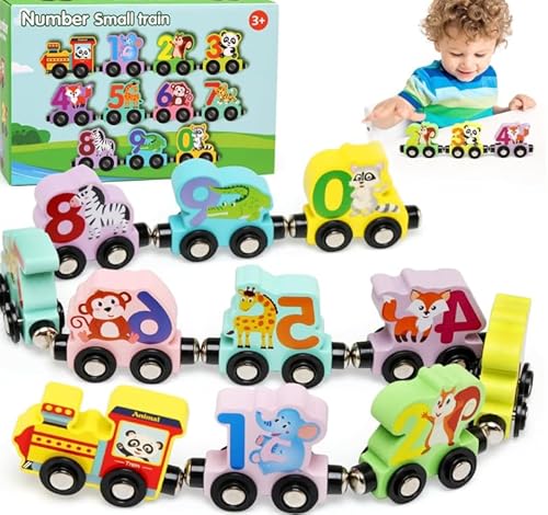 ZDNT Holz Zug Spielzeug,Wooden Dinosaurier Train Toy,Montessori Spielzeug ab 3 Jahr,Hölzerner Spielzeugzug,Magnetisches Tier Holzzug Holzspielzeug,Magnetische Holzspielzeug,für Mädchen und Jungen von ZDNT