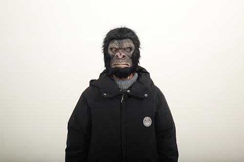 ZDOVLZZPON Halloween Realistische Gorilla Maske, Angry Chimp Half Head Costume with Grey Turtleneck Detail, Black ZDOVLZZPON Halloween Realistische Gorilla Maske, Angry Chimp Half Head Costume with Grey Turtleneck Detail, Black von ZDOVLZZPON