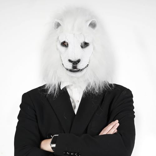 ZDOVLZZPON NoveltyWhite Löwenkopfmaske, Halloween-Kostüm, Party, Tierkopfmaske ZDOVLZZPON NoveltyWhite Löwenkopfmaske, Halloween-Kostüm, Party, Tierkopfmaske von ZDOVLZZPON