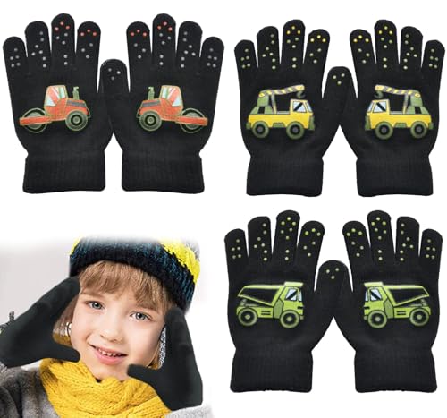 ZDQC 3 Paar Warme Strickhandschuhe,Strickhandschuhe Kinder,Zauberhandschuhe Kinder,Strickhandschuhe Winter,Warme Handschuhe Kinder,Kinderhandschuhe Winter,Fingerhandschuhe Kinder Winter (B) von ZDQC