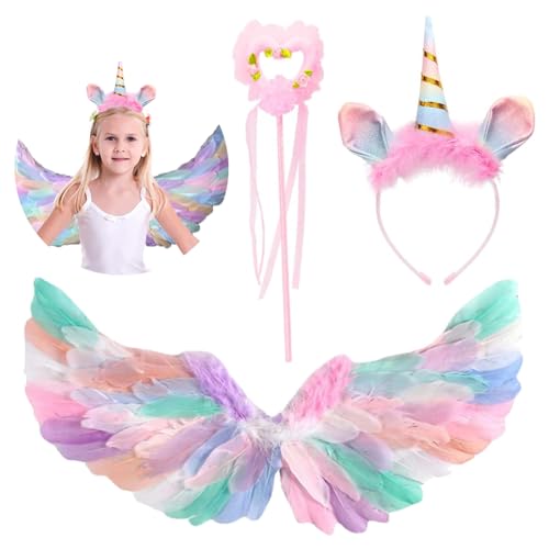 3 Stück Einhorn Federflügel,60CM Einhorn Flügel Kinder,Engelsflügel Bunt,Bunte Engelsflügel,Federflügel Engel,Engelsflügel Kostüm,Feder FlüGel,Engelsflügel Kostüm 3 Stück Einhorn Federflügel,60CM Einhorn Flügel Kinder,Engelsflügel Bunt,Bunte Engelsflügel,Federflügel Engel,Engelsflügel Kostüm,Feder FlüGel,Engelsflügel Kostüm von ZDQC