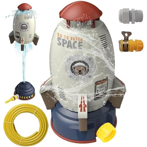 Water Rocket Sprinkler,Rocket Wassersprinkler Kinder Outdoor,Wassersprinkler Kinder,Rasensprenger Kinder,Wasserspielzeug Garten (Weiß) von ZDQC