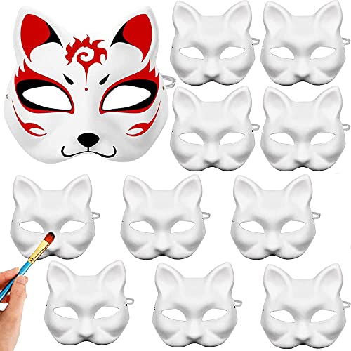 ZDQC 10 Stücke Maske DIY,Katzenmaske Weiß,Masken zum Bemalen,Fuchs Maske Weiß,Leere Maske,Masken zum Basteln,Papiermasken zum Bemalen,Cosplay Maske Weiß,Katzen Maske Kinder Fasching ZDQC 10 Stücke Maske DIY,Katzenmaske Weiß,Masken zum Bemalen,Fuchs Maske Weiß,Leere Maske,Masken zum Basteln,Papiermasken zum Bemalen,Cosplay Maske Weiß,Katzen Maske Kinder Fasching von ZDQC