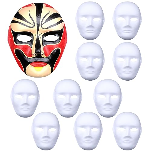 ZDQC 10 Stücke Maske DIY,Masken zum Bemalen,Leere Maske,Weiße Papiermasken,Masken zum Basteln,Papiermasken zum Bemalen,Cosplay Maske Weiß von ZDQC