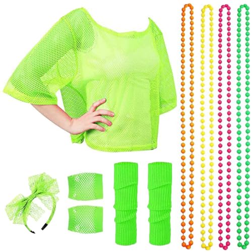 ZDQC 80er 90er Jahre Outfit Damen,80 Jahre Kostüm Zubehör Set,Neon Netz Shirt 10tgl,80er Jahre Accessoires Damen,80er Kostüm Accessoires,Neon 80 Jahre Outfit Party (Neon Grün) ZDQC 80er 90er Jahre Outfit Damen,80 Jahre Kostüm Zubehör Set,Neon Netz Shirt 10tgl,80er Jahre Accessoires Damen,80er Kostüm Accessoires,Neon 80 Jahre Outfit Party (Neon Grün) von ZDQC