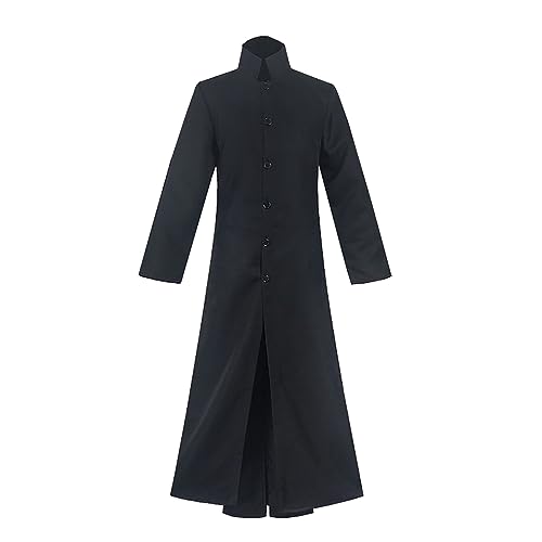 ZDSUHYIW Halloween Kostüm Herren Trenchcoat Priester Robe Römermantel Stehkragen Mittelalter Rollenspiel Kostüm Kleiner Pullover Für Ostern Festivals Bühnenauftritte Cosplay Priester Kostüm von ZDSUHYIW