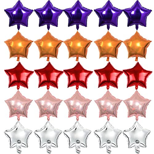 25 Stück 18 Zoll Helium Folienballon Satz Stern Rosegold von Folienballons Sterne Mylar Luftballons, für Geburtstag, Hochzeit, Valentinstag, Weihnachtsfeierdekoration (Fünf Farben) von ZEACCT