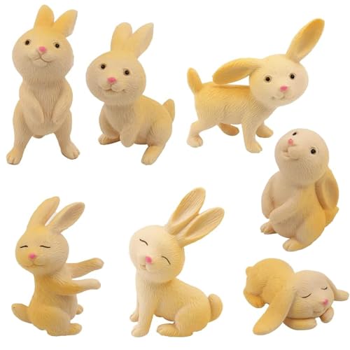 ZEACCT 7er-Pack Hasenfigurenspielzeug, Häschenkuchendekorationstierspielzeuge, Kaninchenstatuendekoration, Perfekt für Partygeschenke Oster-Schreibtischdekoration – Gelb ZEACCT 7er-Pack Hasenfigurenspielzeug, Häschenkuchendekorationstierspielzeuge, Kaninchenstatuendekoration, Perfekt für Partygeschenke Oster-Schreibtischdekoration – Gelb von ZEACCT