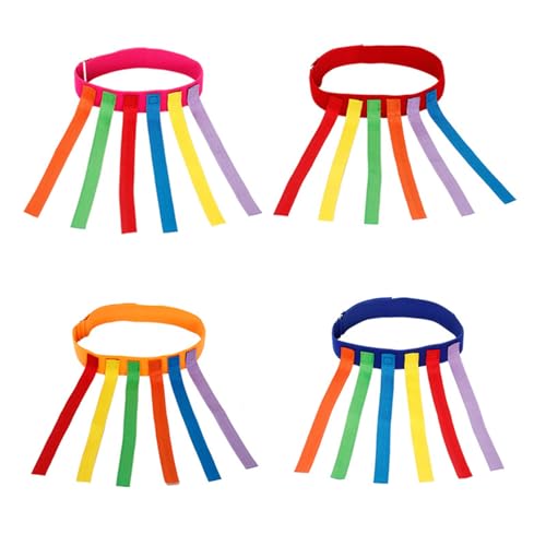 ZEACCT 4 Stück Ziehschwanzspiel, Verfolgungsspielgürtel, Kinder Ziehschwanzspielband, Sensorisches Training Kinder Ziehschwanzspielzeug für Mädchen Jungen (Blau Rot Pink Orange) von ZEACCT