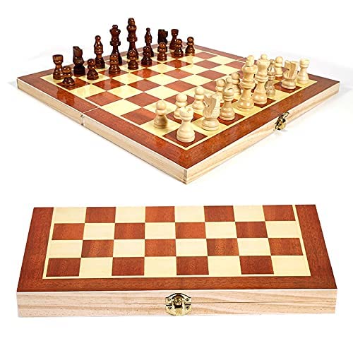 Schachspiel, Schach-Schachspiele, 34 x 34 cm, aus Holz, faltbar, faltbar, internationales Schachbrettspiel, Schach von ZEBEYE