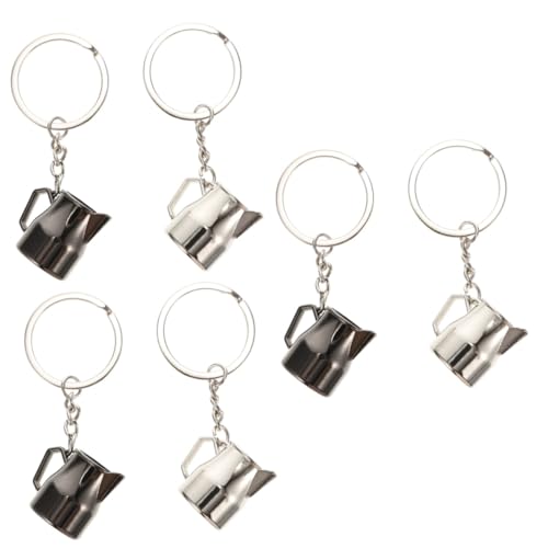 Schlüsselanhänger, 6 Stück, Metall-Schlüsselanhänger, Auto-Schlüsselanhänger, Automobilzubehör, Espressotasse, Kaffeebohne, Schlüsselanhänger, Geburtstags-Schlüsselanhänger, schwarze Espressotassen, T von ZEBEYE
