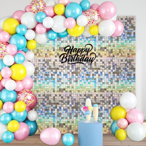 12 Stück silberner schimmernder Wandhintergrund, Laser-Quadrat-Pailletten-Foto-Hintergründe, Glitzer-Wandhintergrund für Geburtstage, Hochzeiten, Weihnachten, Verlobungen 12 Stück silberner schimmernder Wandhintergrund, Laser-Quadrat-Pailletten-Foto-Hintergründe, Glitzer-Wandhintergrund für Geburtstage, Hochzeiten, Weihnachten, Verlobungen von ZEBMOON