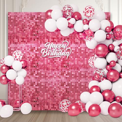 12 Stück tiefrosa schimmernde Wandhintergründe, Laser-Quadrat-Pailletten-Foto-Hintergründe, Glitzer-Wandhintergrund für Geburtstage, Hochzeiten, Weihnachten, Verlobungen 12 Stück tiefrosa schimmernde Wandhintergründe, Laser-Quadrat-Pailletten-Foto-Hintergründe, Glitzer-Wandhintergrund für Geburtstage, Hochzeiten, Weihnachten, Verlobungen von ZEBMOON