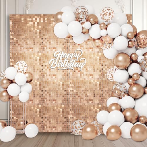 24 Stück Champagner Gold schimmernde Wandhintergründe, quadratische Pailletten-Foto-Hintergründe, Glitzer-Wandhintergrund für Geburtstage, Hochzeiten, Abschlussfeiern, Verlobungen, Disco von ZEBMOON