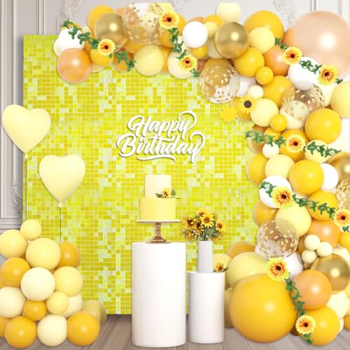 24 Stück bunte gelbe schimmernde Wandhintergründe, quadratische Pailletten-Fotohintergründe, Glitzer-Wandhintergrund für Geburtstage, Hochzeiten, Weihnachten, Verlobungen 24 Stück bunte gelbe schimmernde Wandhintergründe, quadratische Pailletten-Fotohintergründe, Glitzer-Wandhintergrund für Geburtstage, Hochzeiten, Weihnachten, Verlobungen von ZEBMOON
