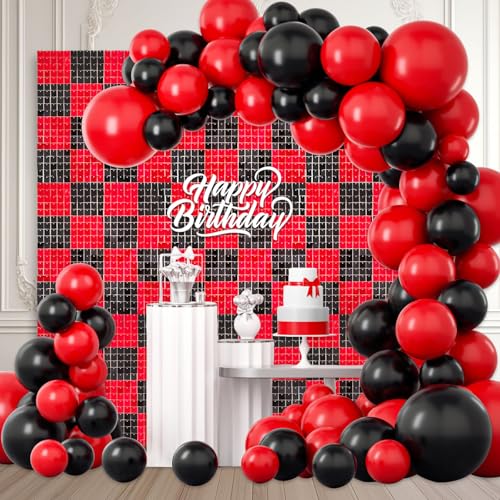 24 Stück schwarz rot schimmernde Wandhintergründe, quadratische Pailletten-Fotohintergründe, Glitzer-Wandhintergrund für Geburtstage, Hochzeiten, Weihnachten, Halloween, Disco, Junggesellinnenabschied 24 Stück schwarz rot schimmernde Wandhintergründe, quadratische Pailletten-Fotohintergründe, Glitzer-Wandhintergrund für Geburtstage, Hochzeiten, Weihnachten, Halloween, Disco, Junggesellinnenabschied von ZEBMOON